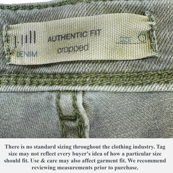 J Jill Cropped Straight Jeans Womens Olive Green Stretch Denim Frayed Hem SIze 6 - Picture 11 of 12